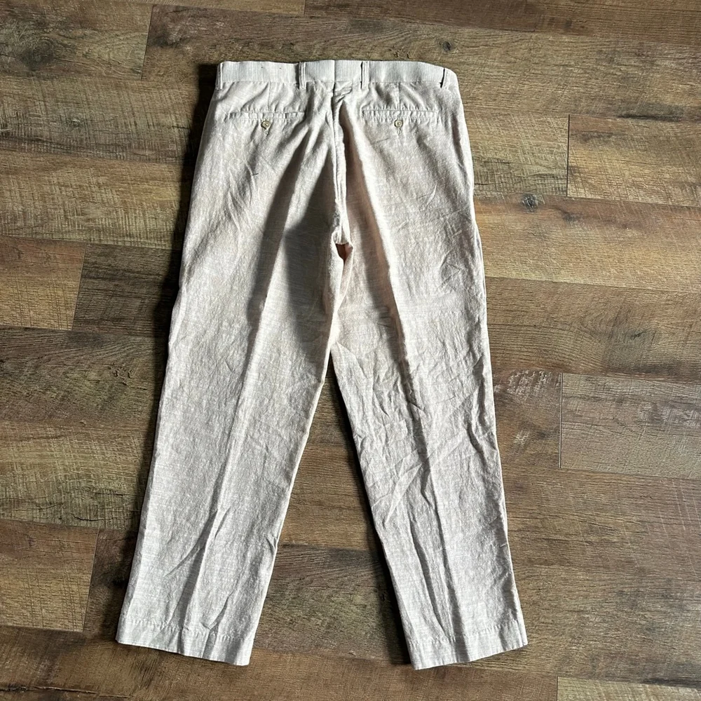 Men's PAULO SOLARI Beige Tailored Fit Trousers Waist 34